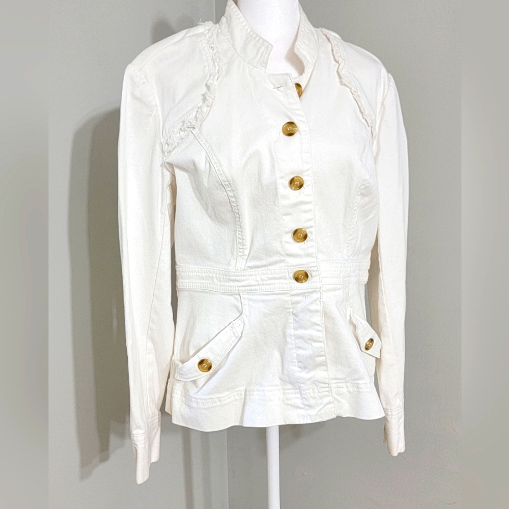 ALLEN B. By Allen Schwartz White Denim Jacket Women's Size Large